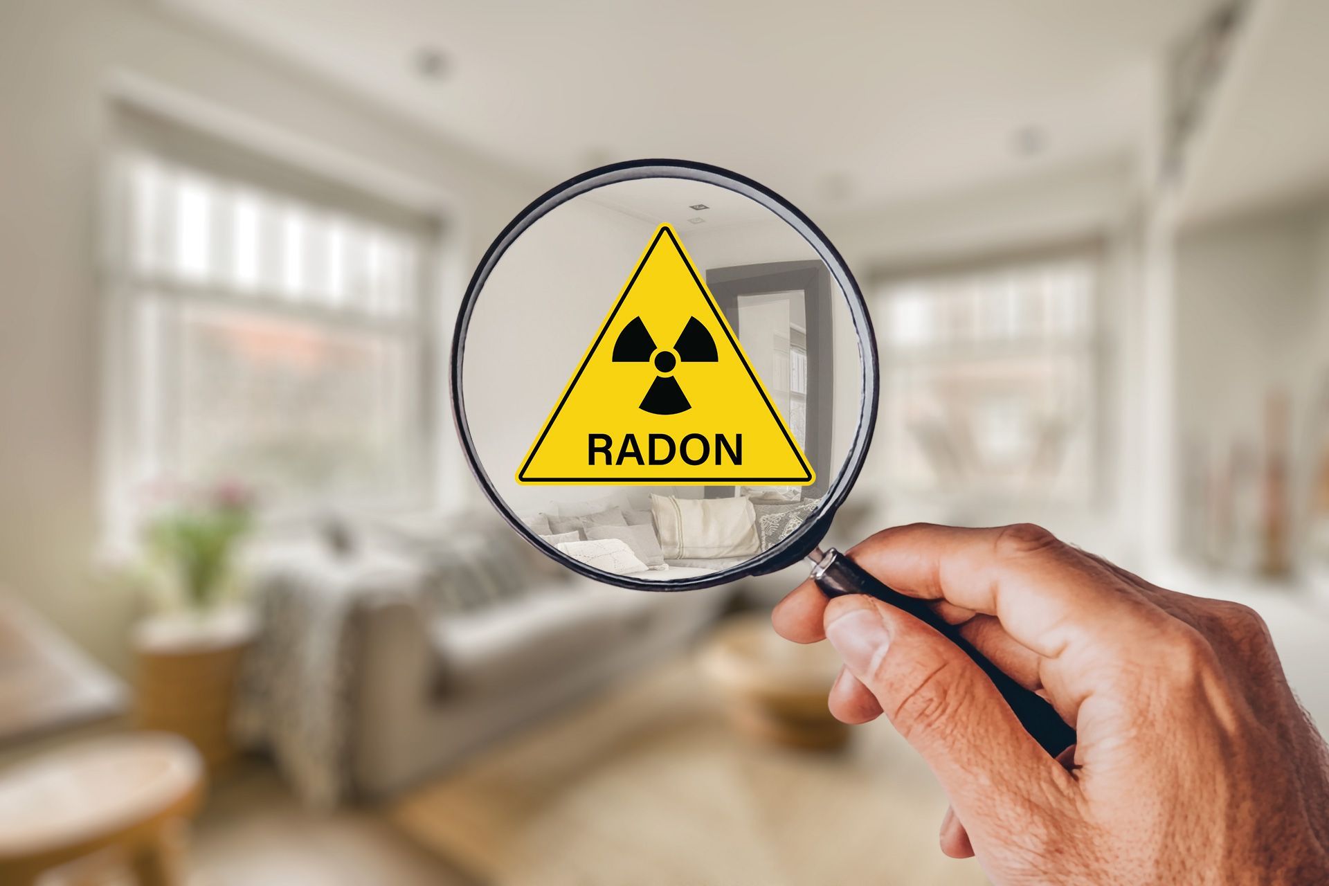 Radon testing device placed inside a home