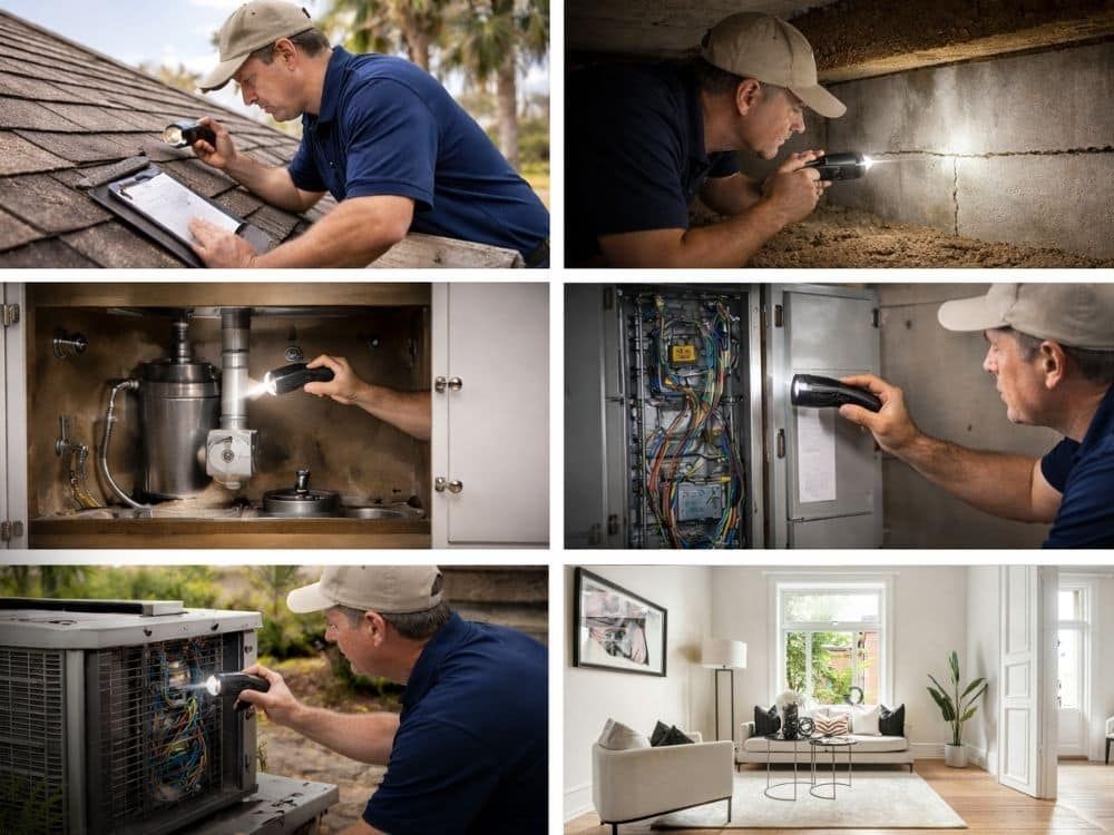 Home inspector examining a residential property in St. Johns, Florida