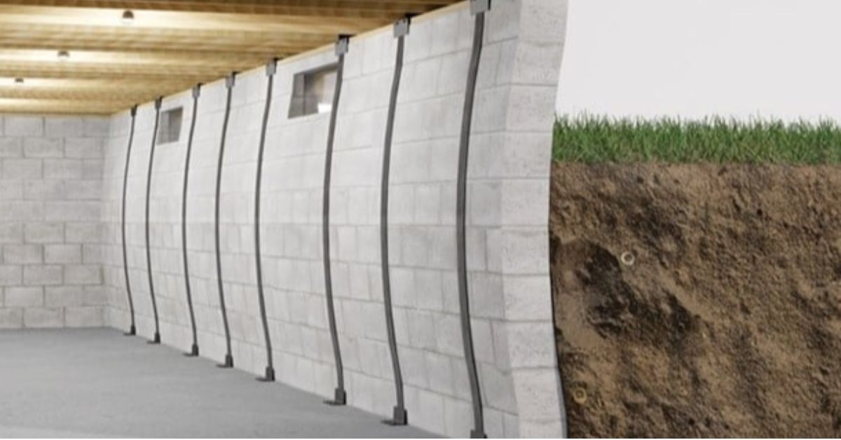 Bowing Wall Repair Lee's Summit by ABI Corporation showing reinforced basement walls with steel supp