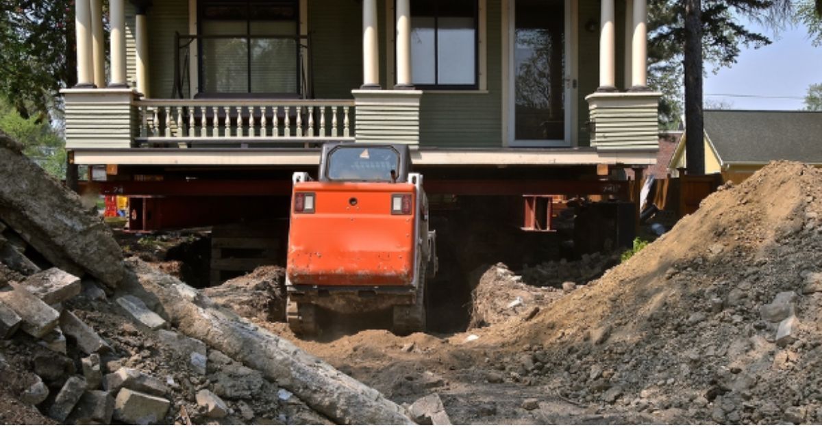 House leveling services Gladstone MO crew inspecting uneven foundation floor by ABI Corporation