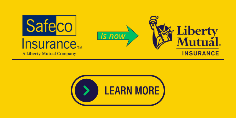 Safeco Insurance logo, blue and gray blocks with white text