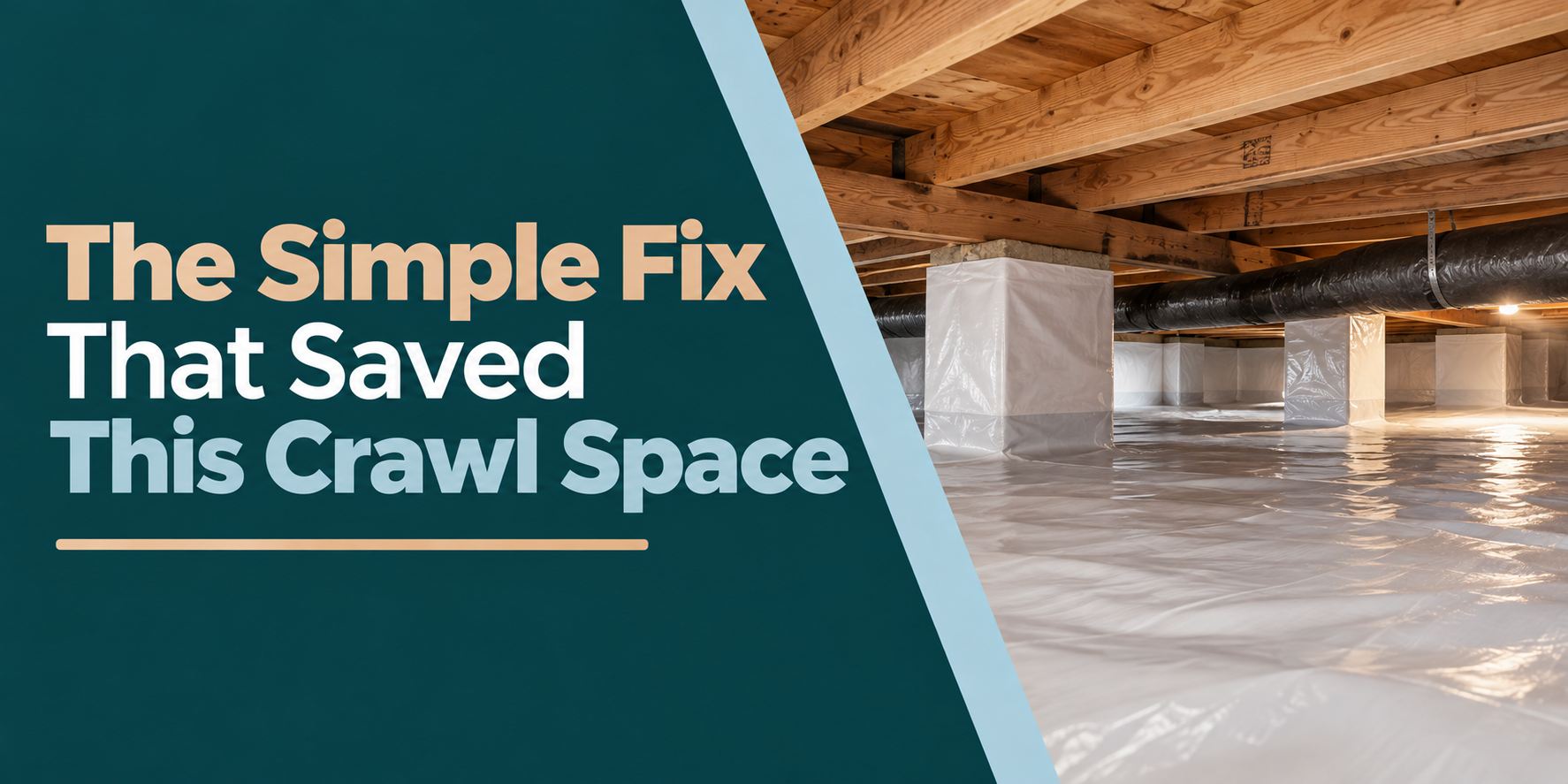 Text graphic of crawl space with message: “The Simple Fix That Saved This Crawl Space”