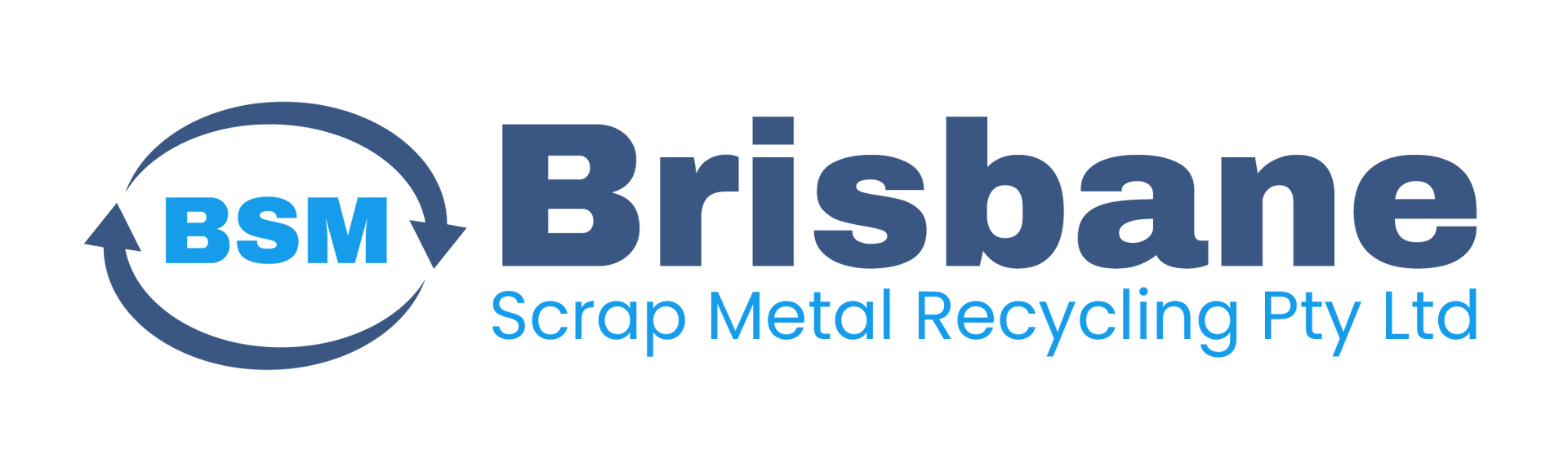 Brisbane Scrap Metal Recycling Pty Ltd logo: blue circle with 