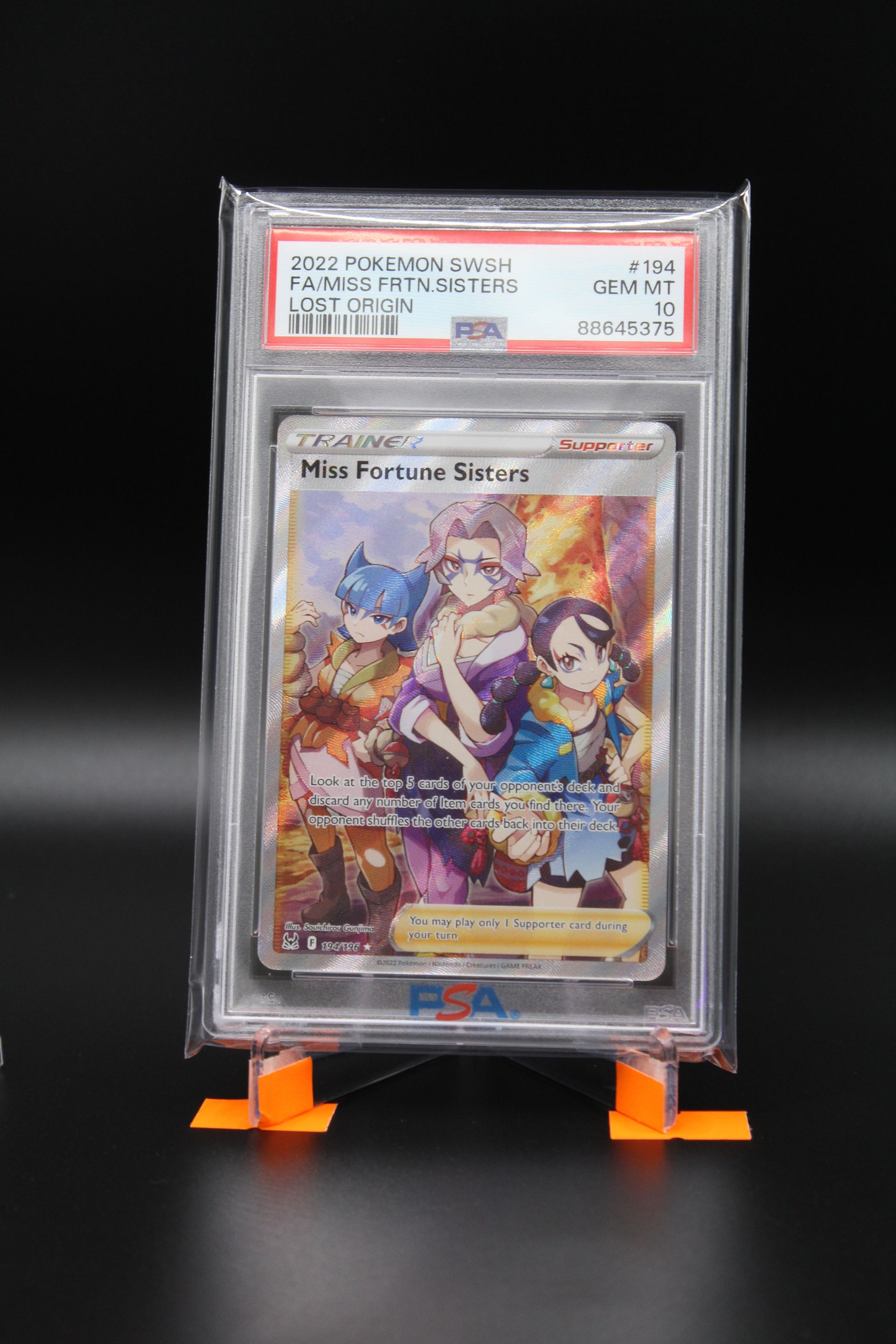 PME00101- 2022 POKEMON SWORD & SHIELD LOST ORIGIN FULL ART/MISS FORTUNE SISTERS PSA 10