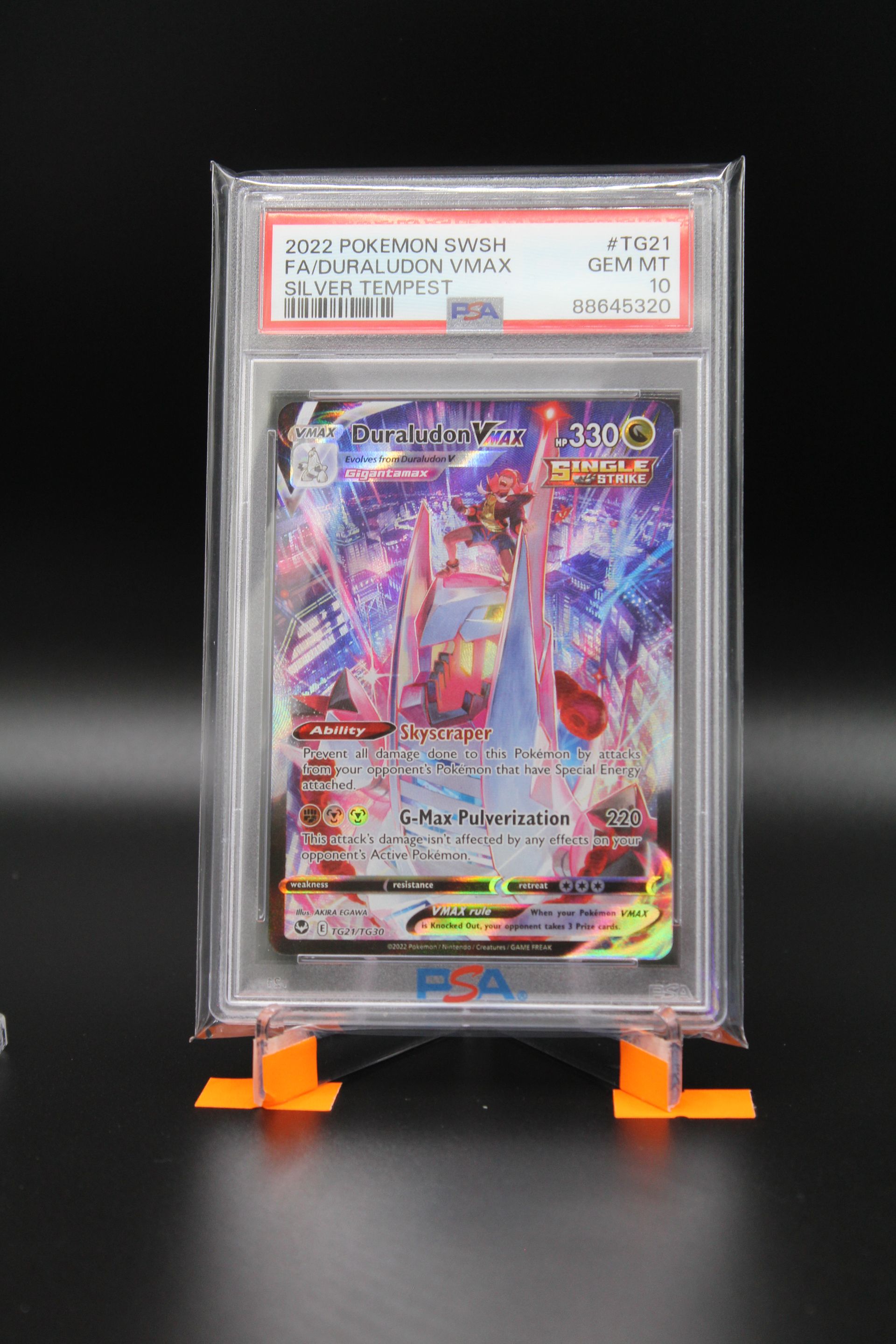 PME00047-2022 POKEMON SWORD & SHIELD SILVER TEMPEST #TG21 FULL ART/DURALUDON VMAX PSA 10