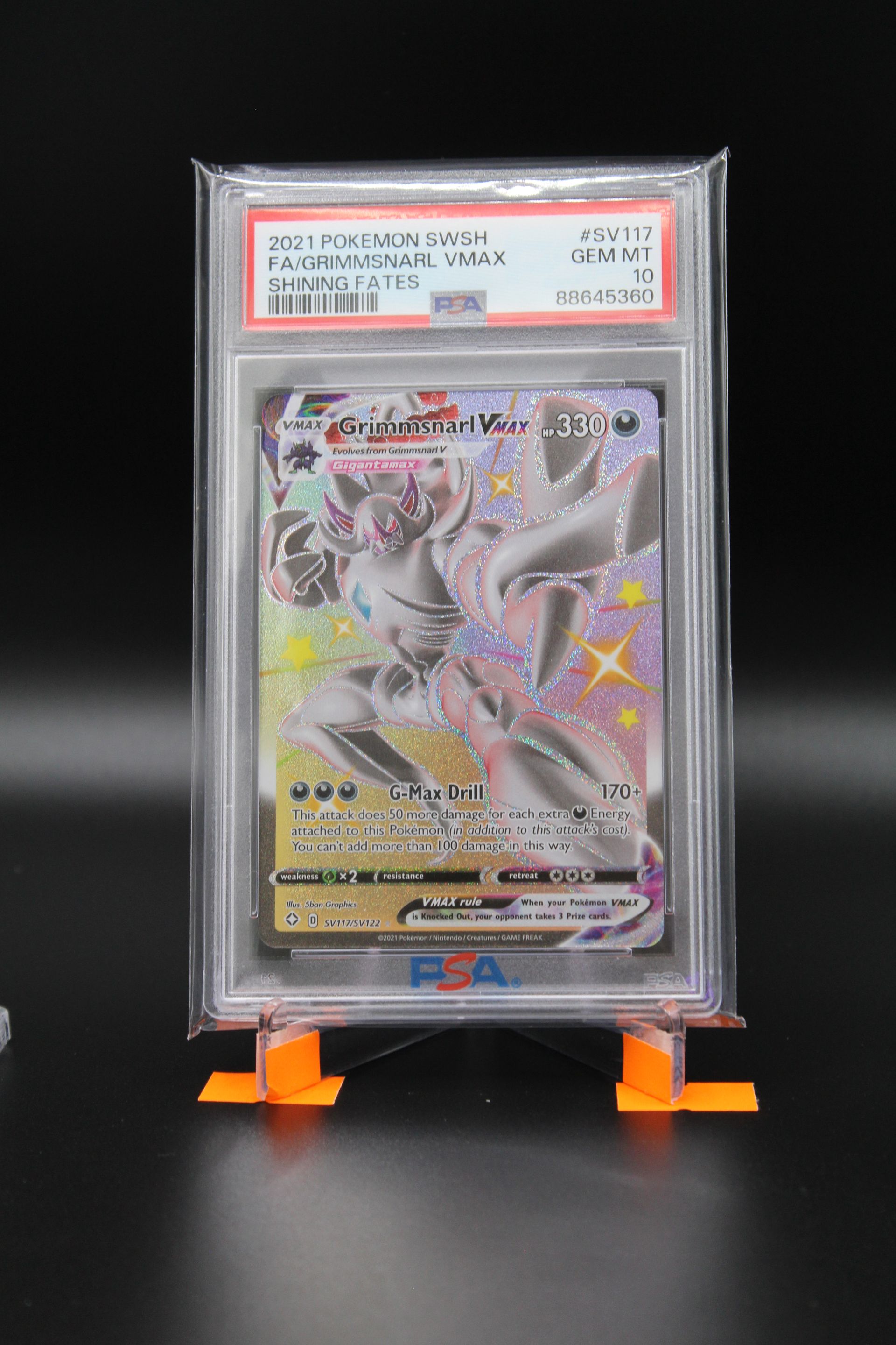 PME00086-2021 POKEMON SWORD & SHIELD SHINING FATES #SV117 GRIMMSNARL VMAX FA PSA 10