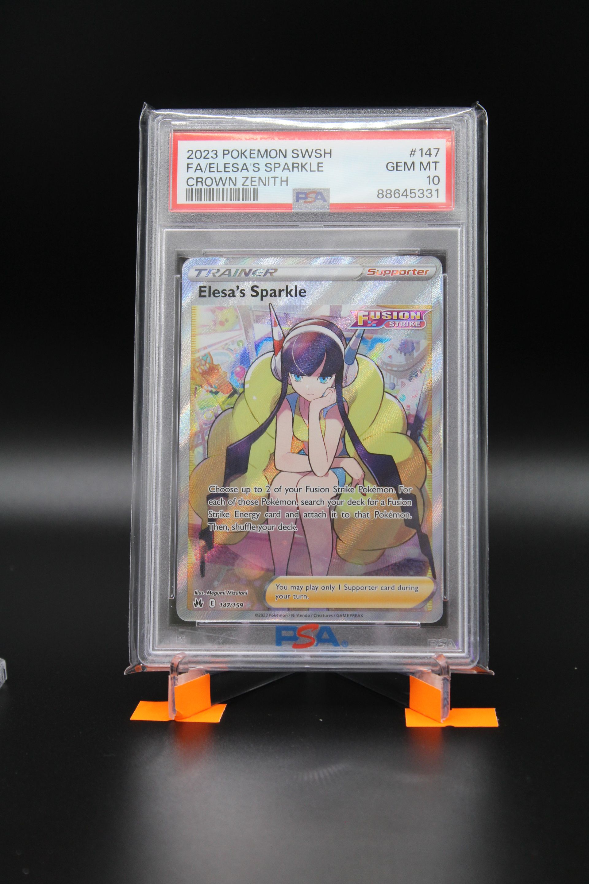PME00057- 2023 POKEMON SWORD AND SHIELD CROWN ZENITH #147 ELESA'S SPARKLE FULL ART PSA 10
