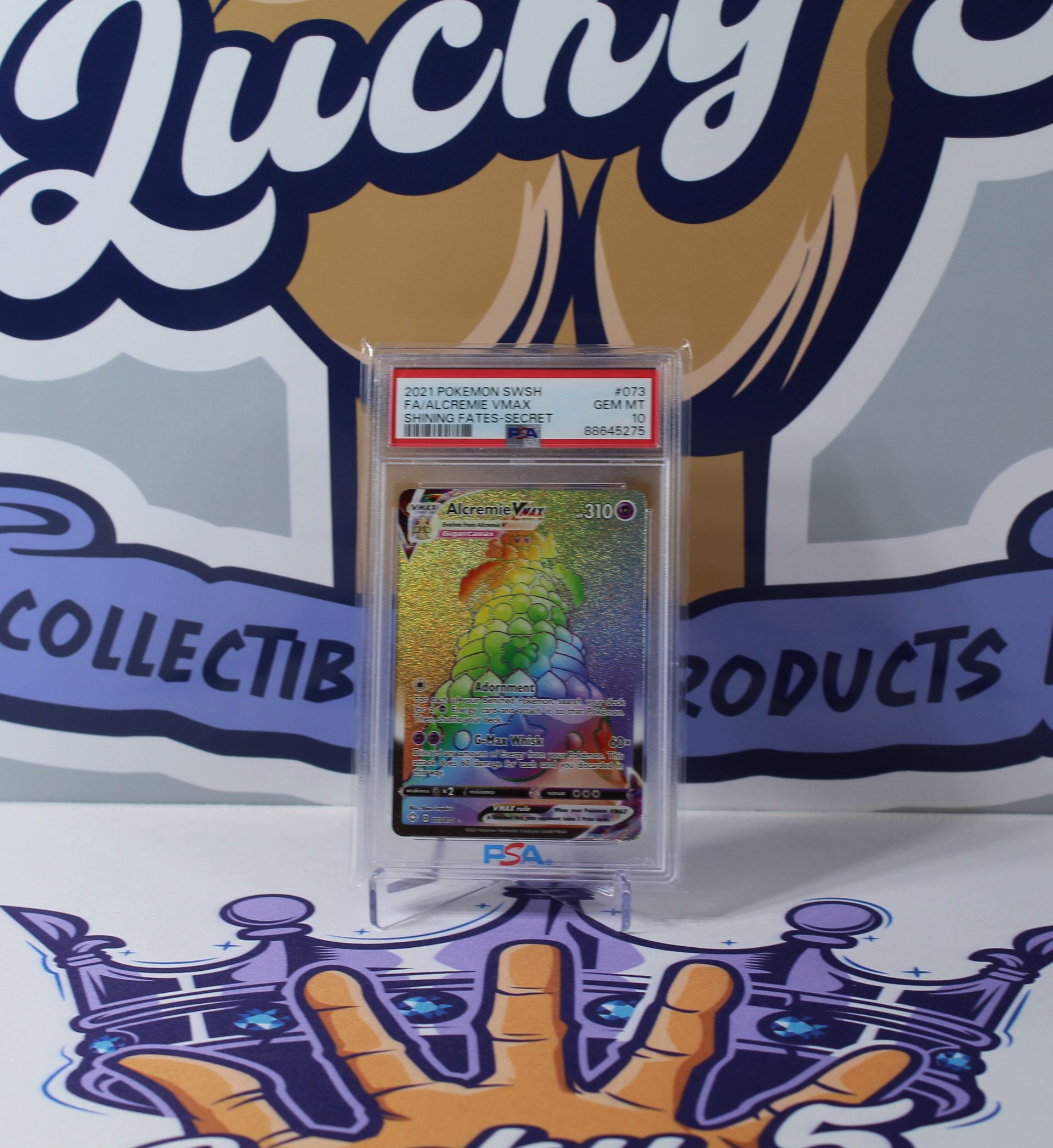 PME00001-Alcremie VMax Rainbow Secret Holo Rare 073/072 PSA 10 Pokémon Card Gem Mint
