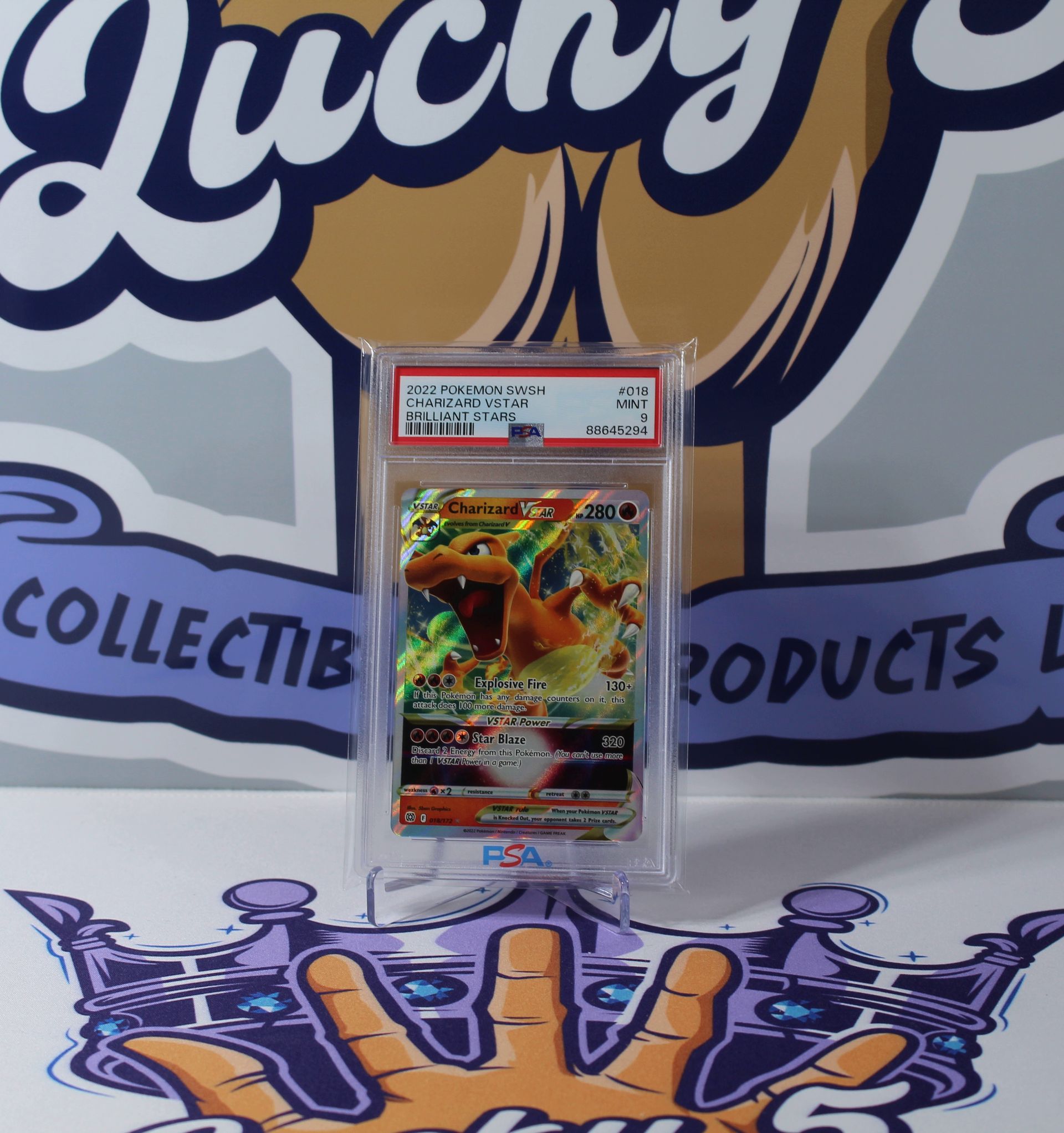 PME00019-2022 Pokemon SWSH Brilliant Stars Charizard VSTAR Ultra Rare 018/172 #018 PSA 9
