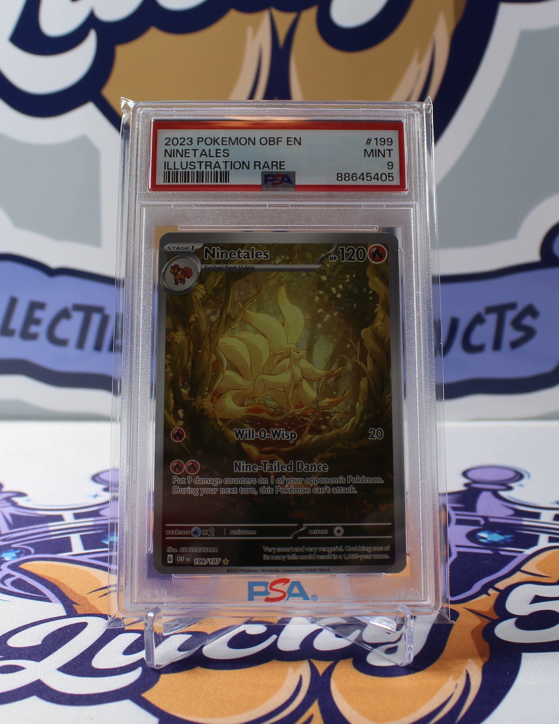 PME00128-Pokémon TCG Ninetales - 199/197 Obsidian Flames Illustration Rare - PSA 9