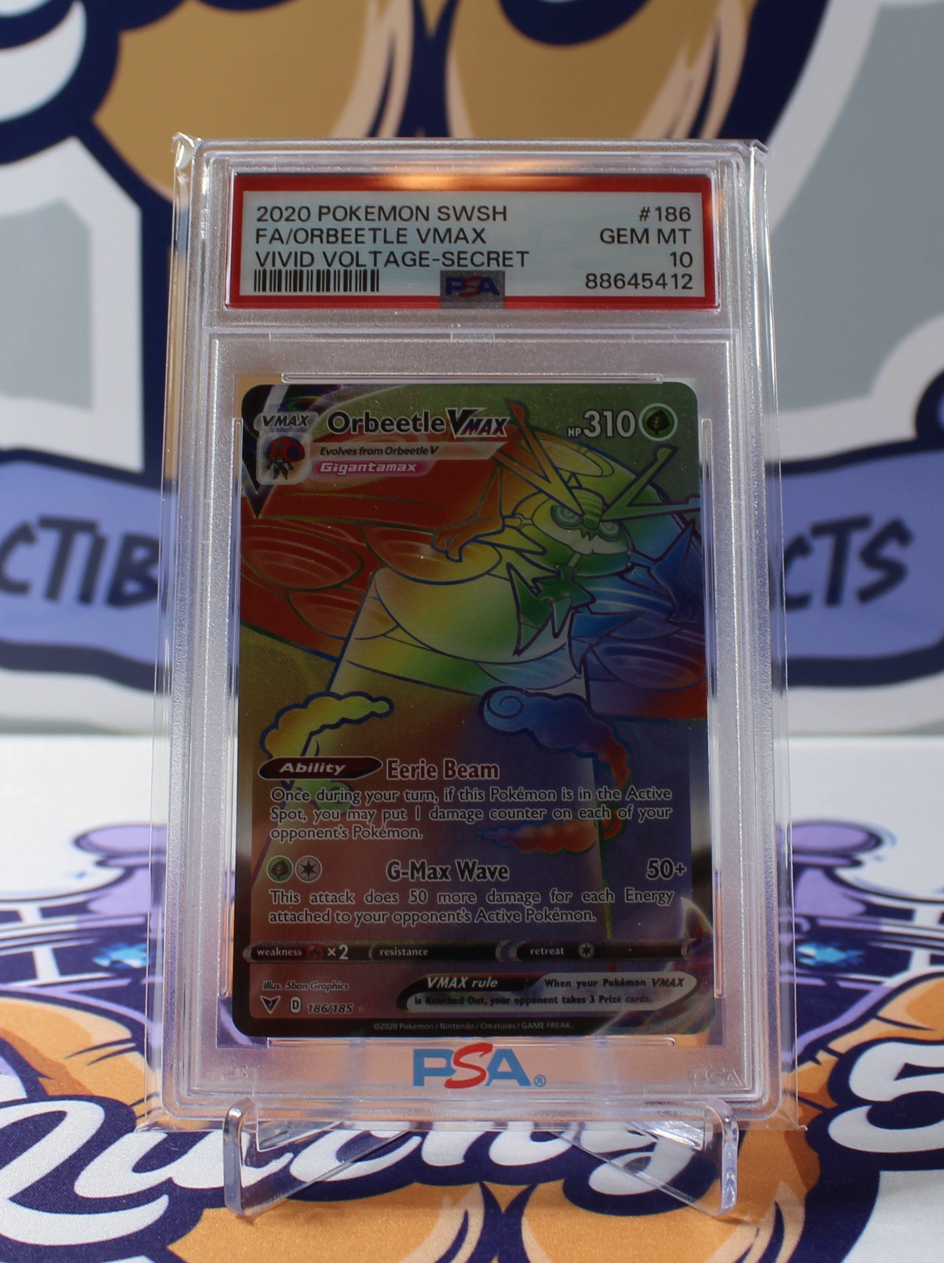 PME00138-Pokémon TCG Orbeetle VMAX Vivid Voltage 186/185 Holo Secret Rare PSA10