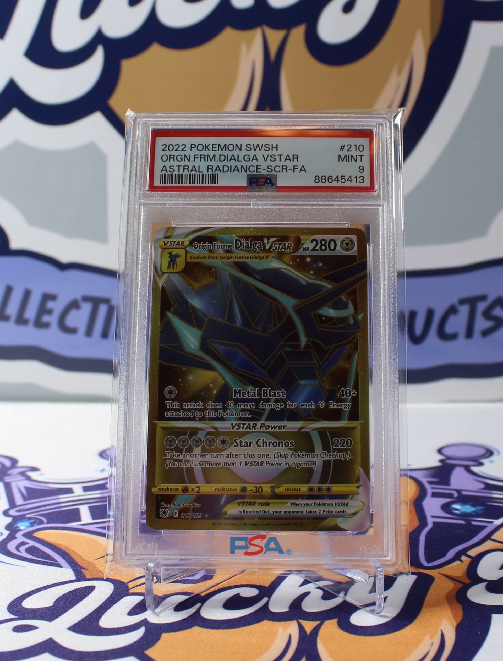 PME00139-Pokémon Origin Forme Dialga VSTAR 210 PSA 9 Astral Radiance Full Art Gold