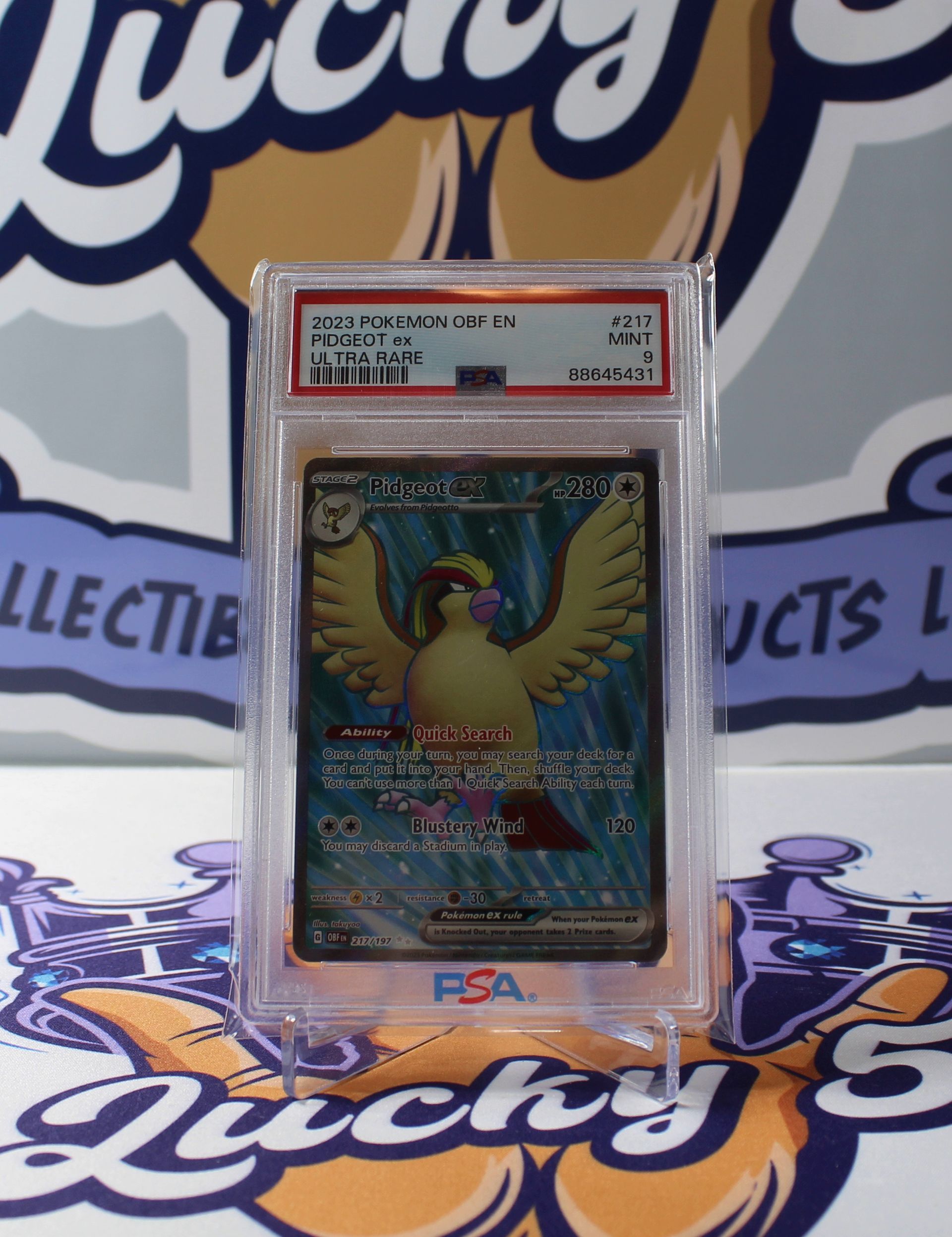 PME00144-PSA 9 MINT Pidgeot ex 217/197 Obsidian Flames ULTRA RARE Pokemon Card