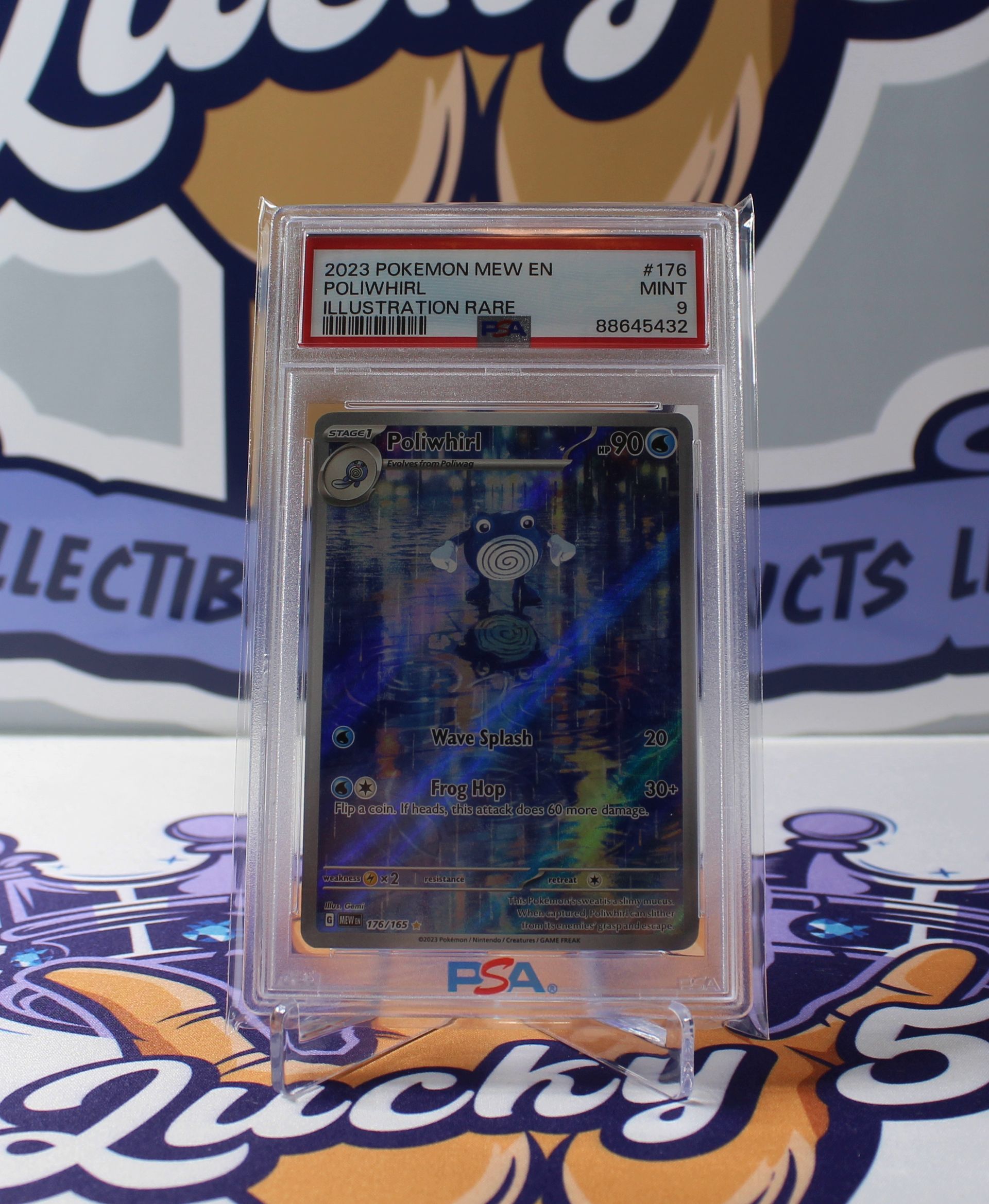 PME00158-Pokémon PSA 9 Mint Poliwhirl 176/165 Full Art Holo Illustration Rare