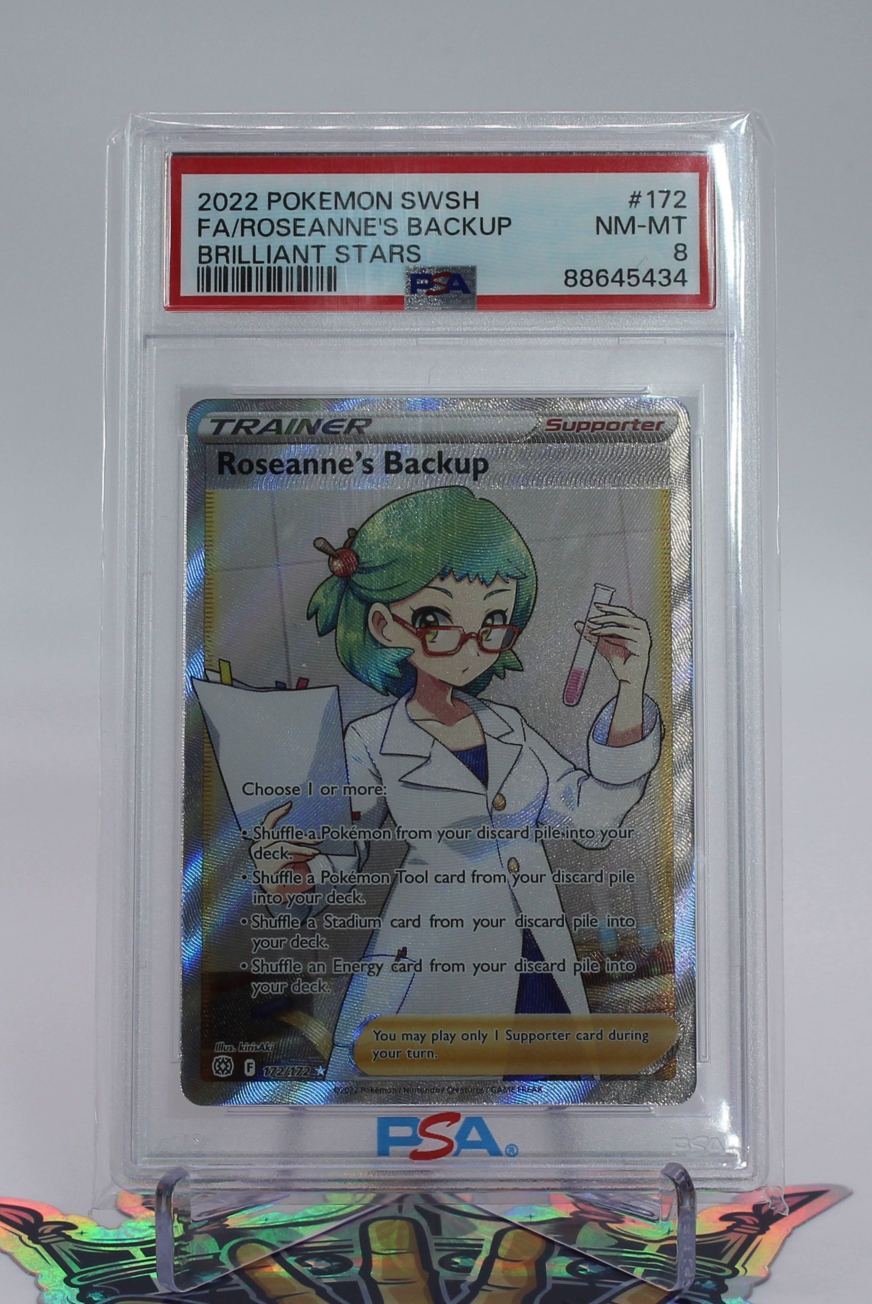 PME000160-POKEMON 2022 Brilliant Stars Full Art Trainer ROSEANNE'S BACKUP #172 PSA 8 RARE