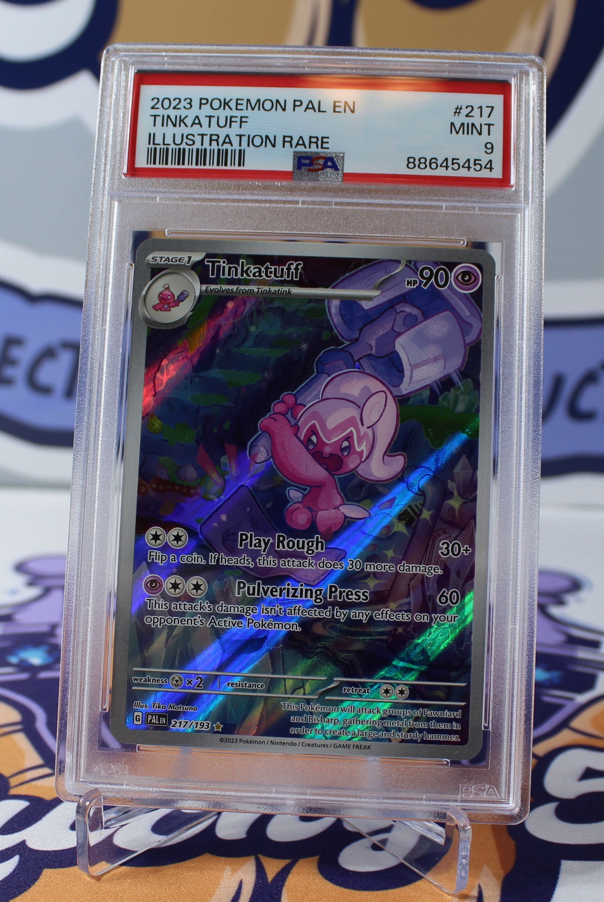 PME00180-PSA 9 MINT Pokémon TCG Tinkatuff Scarlet & Violet Paldea Evolved 217/193 Holo IR