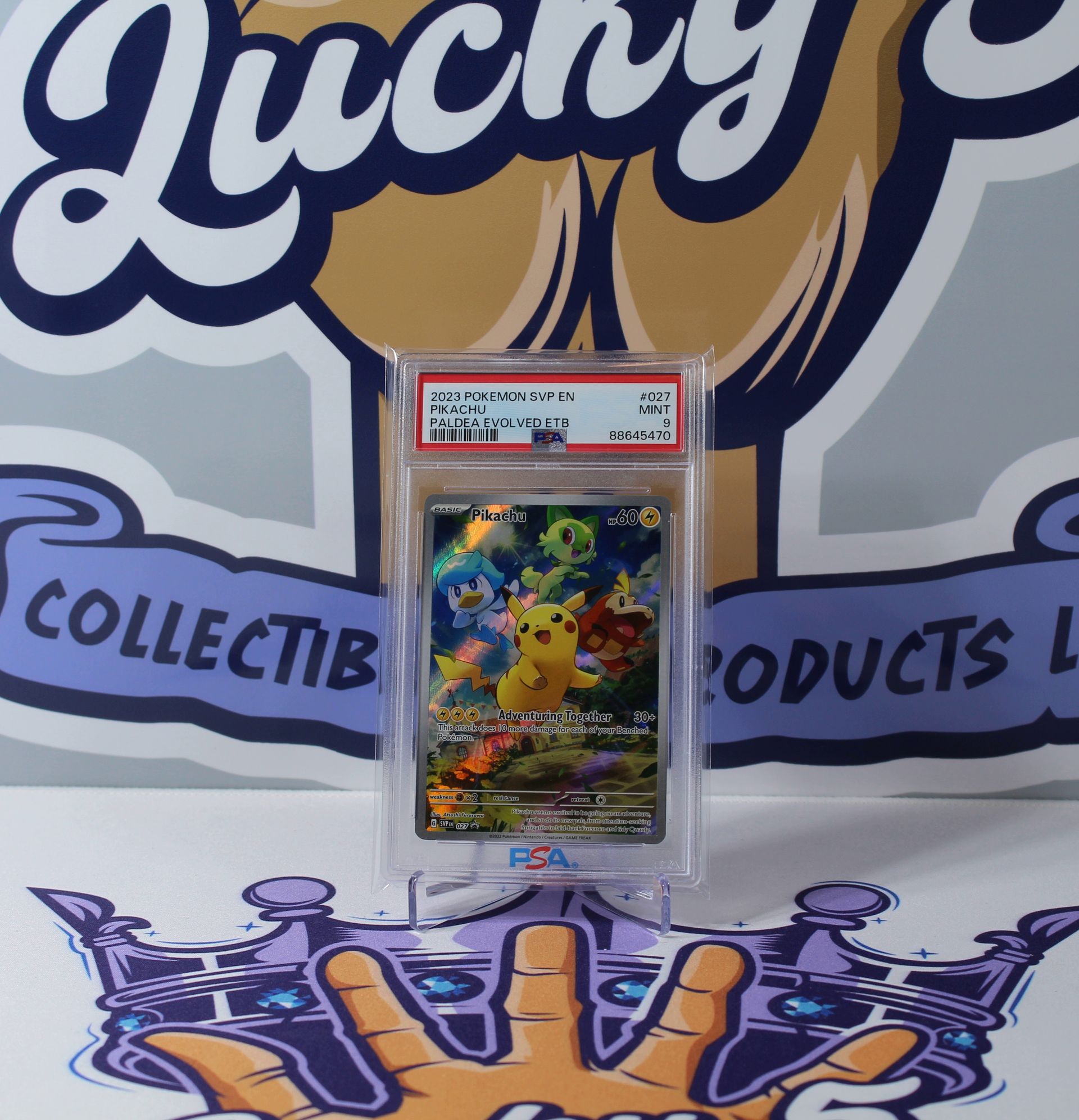 PME00195-2023 Pokémon PIKACHU #027 Paldea Evolved ETB Promo MINT English PSA 9