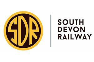 The logo for south devon railway is yellow and black.