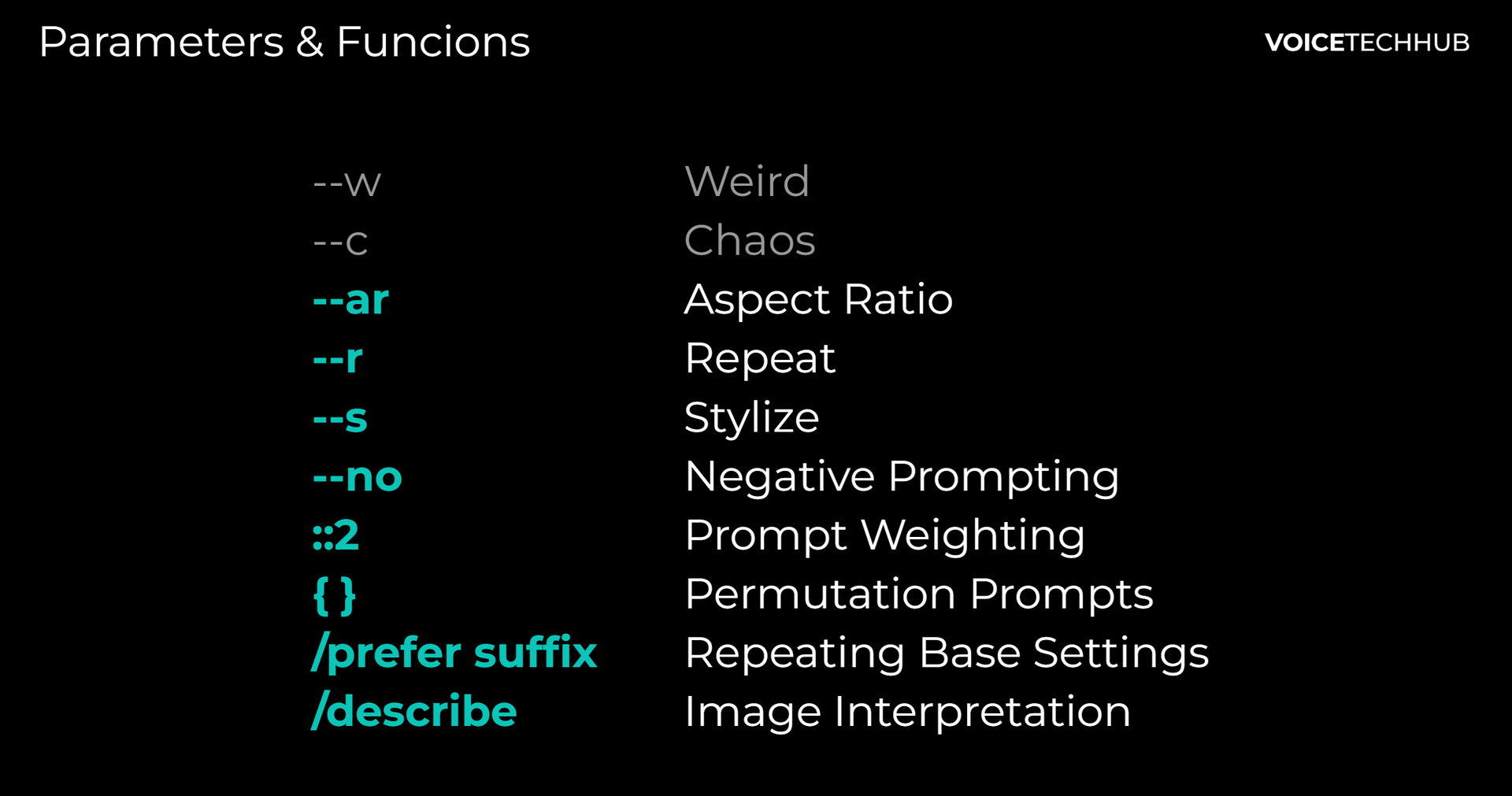Important techinical parameters for Midjourney prompt engineering