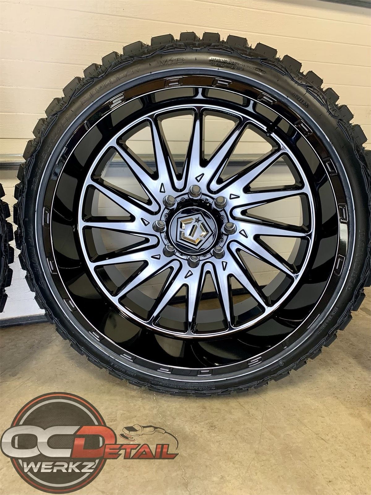A close up of a wheel with a tire on it.