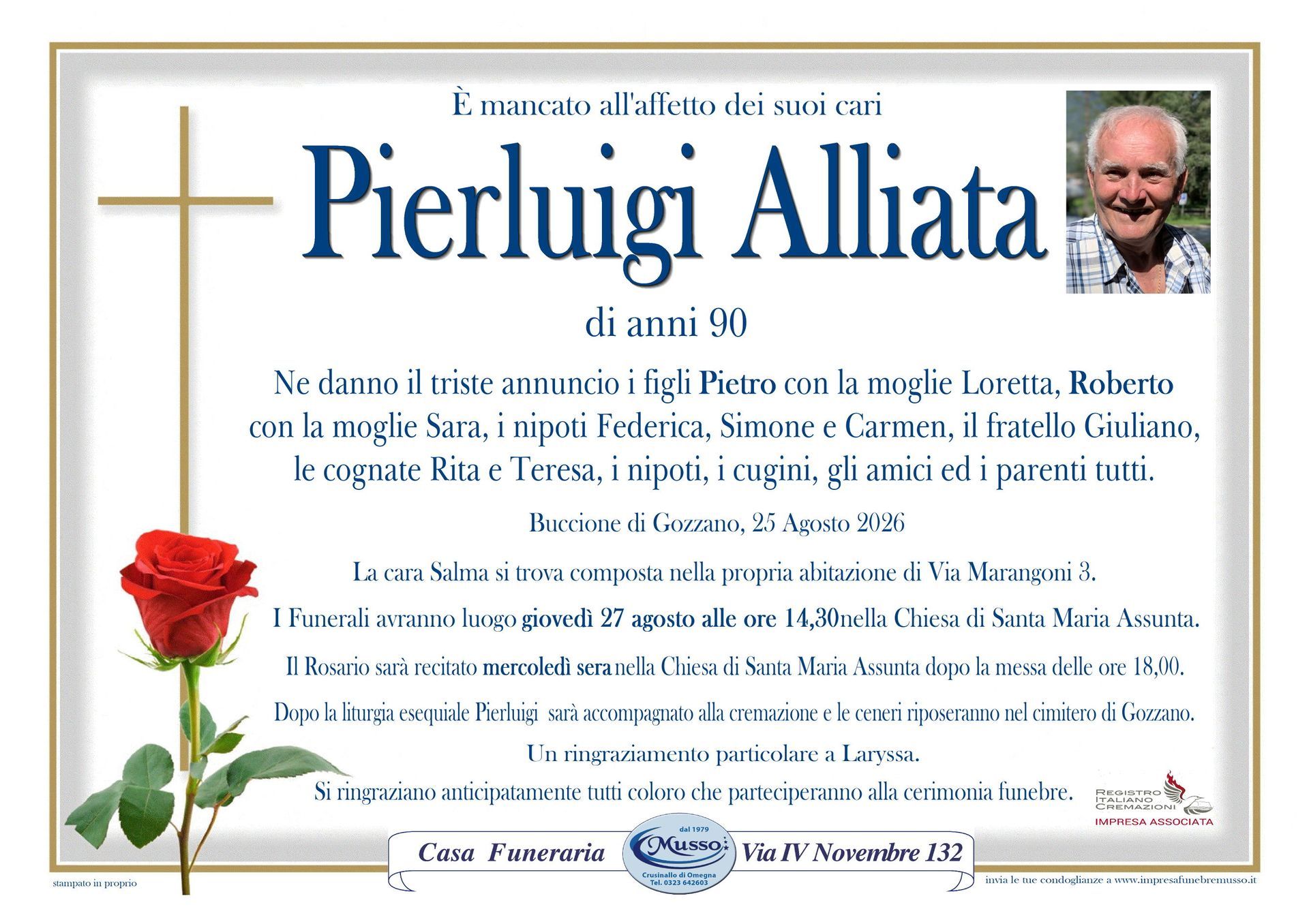 necrologio Pierluigi Alliata