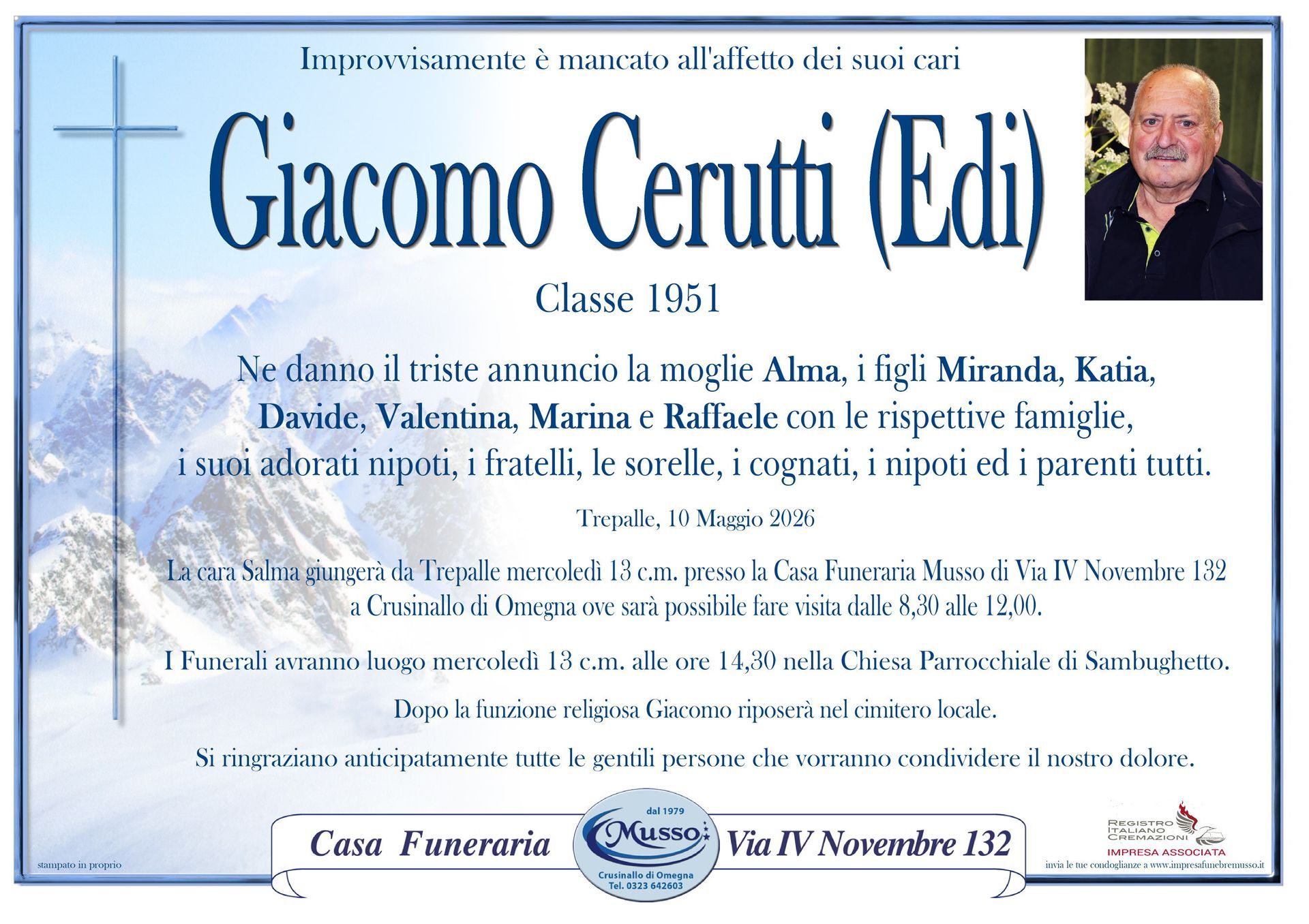 necrologio Giacomo Cerutti (Edi)