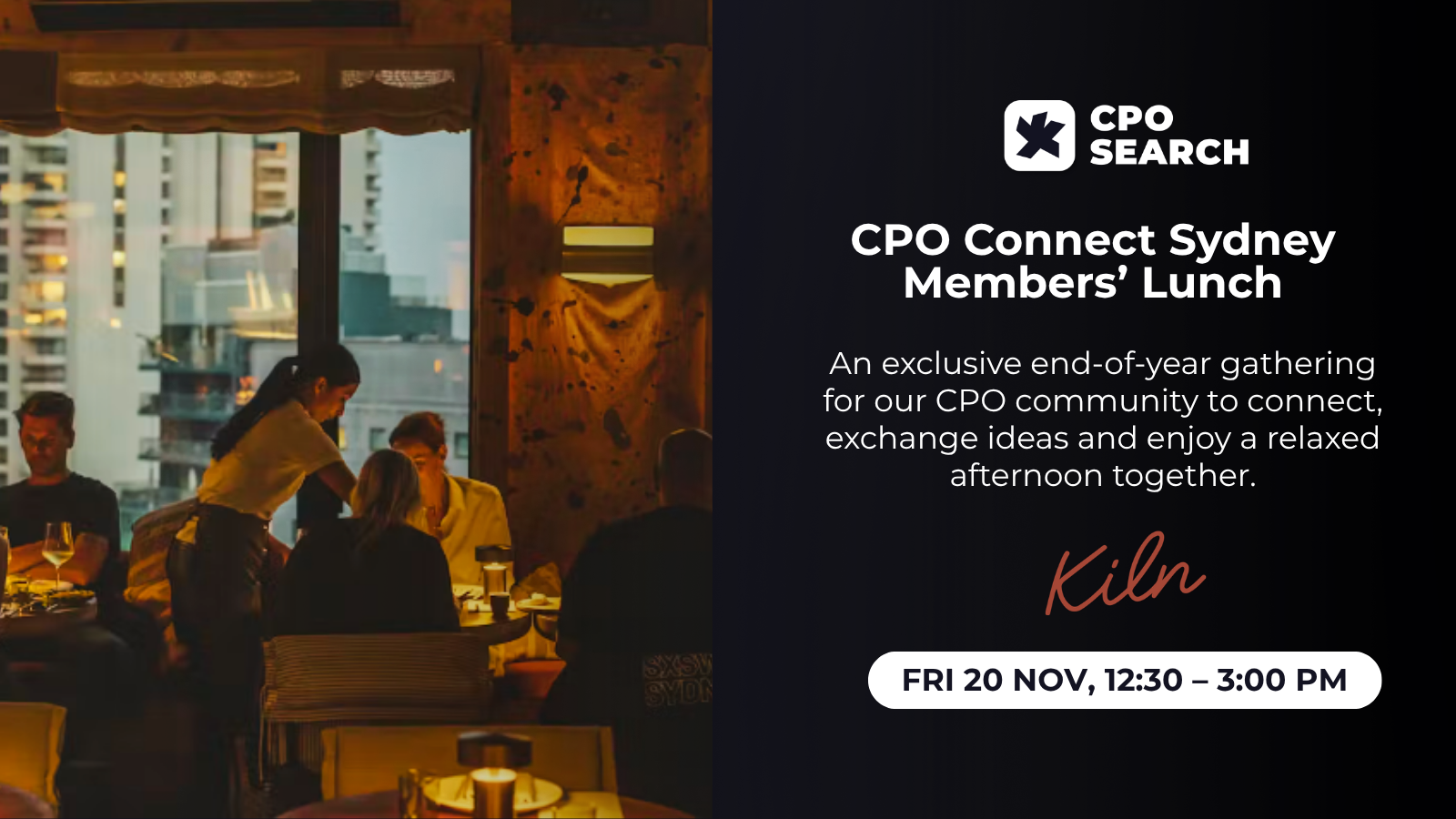 CPO Connect Sydney Members Lunch. Image of restaurant and event details.