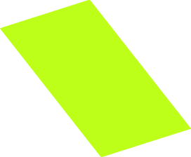 A bright lime-green rectangle tilted at an angle against a white background.