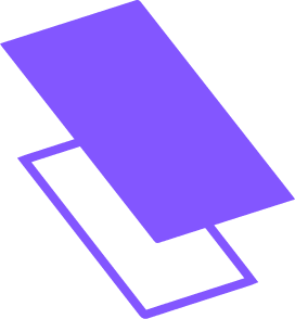 A purple filled rectangle overlapping an identical purple outlined rectangle at a diagonal angle.