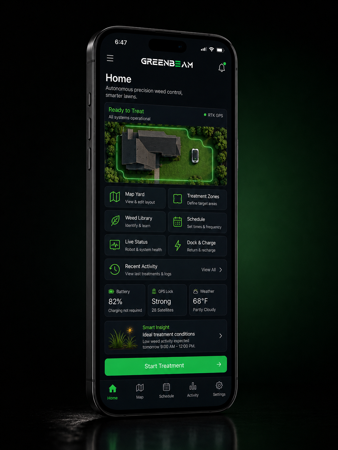 GreenBeam App home screen