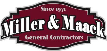 Miller & Maack General Contractors logo in burgundy and white with “Since 1971” text
