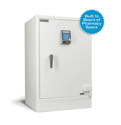 A white safe that is built to board of pharmacy specs