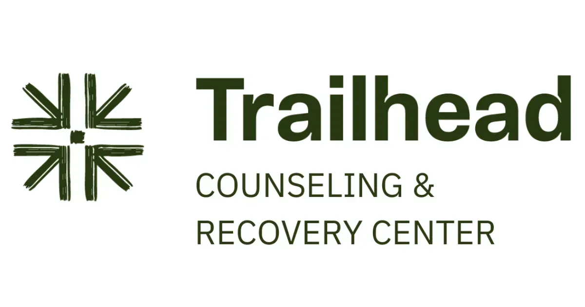 Logo for Trailhead Counseling & Recovery Center: green text and emblem on white background.