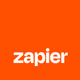 The Zapier logo, featuring white lowercase text on a bright orange square background.