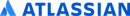 Atlassian logo in blue text with stylized blue triangular mark on white background