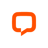 An orange, rounded square speech bubble icon with a small triangle pointing downward from the bottom center.