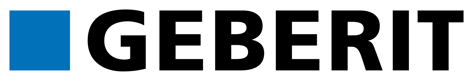 Geberit logo with black text and blue square icon on white background