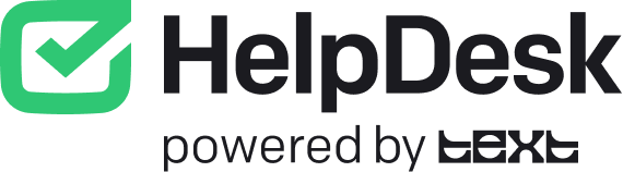 HelpDesk logo with green checkmark icon and black text