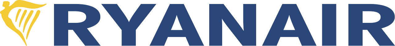 Ryanair logo with yellow harp icon and blue wordmark