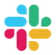 Slack logo, a colorful, octagonal-like geometric design composed of four pill-shaped and four teardrop-shaped elements.