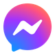 The Facebook Messenger logo, a white speech bubble icon with a lightning bolt, featuring a blue-to-pink gradient.