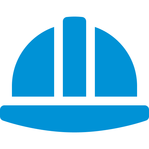 A blue icon of a blue hard hat