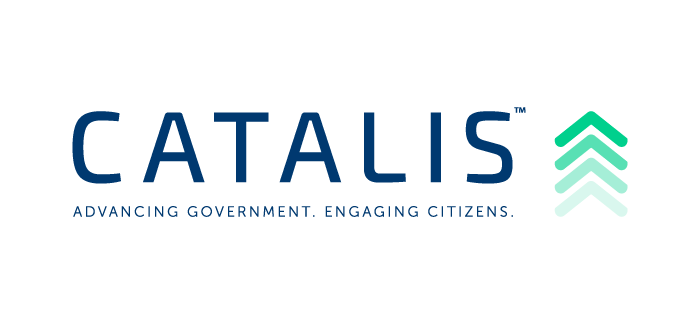 Catalis logo: Blue text and upward-pointing arrows, “Advancing Government. Engaging Citizens.”