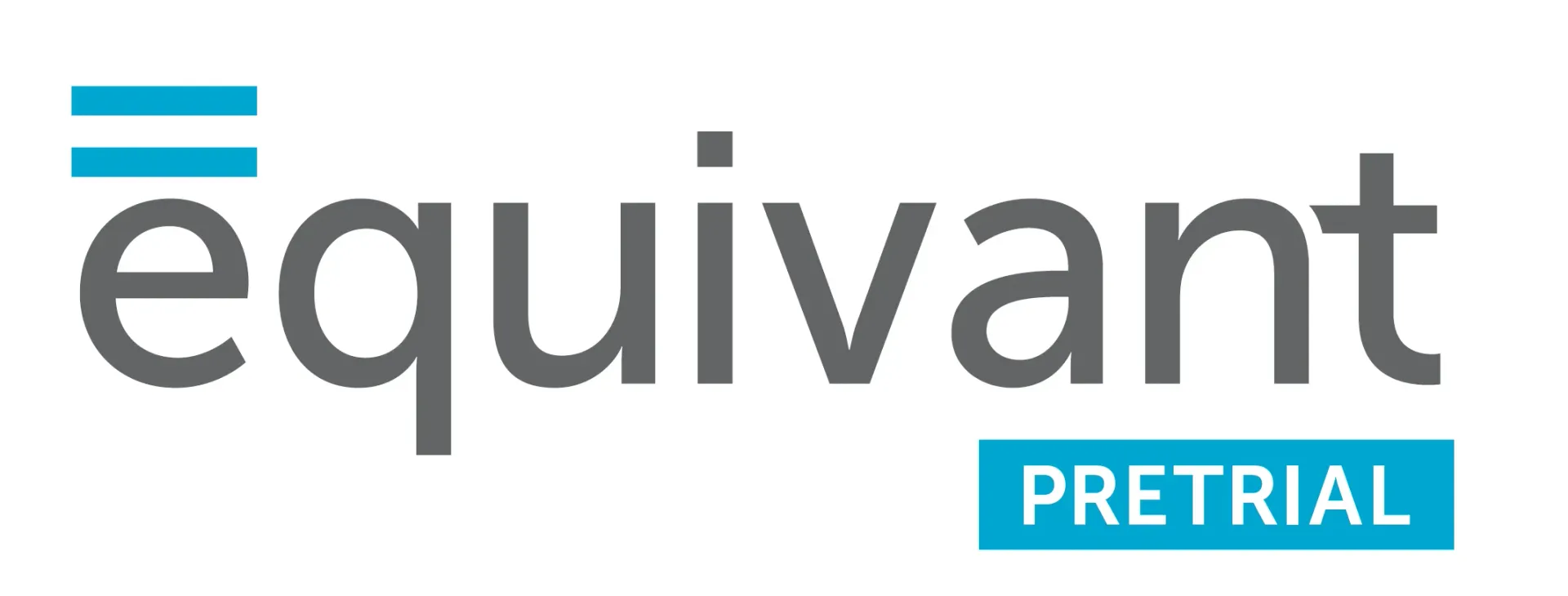 Logo for Equivant, a pretrial company. Turquoise stacked lines over the name,