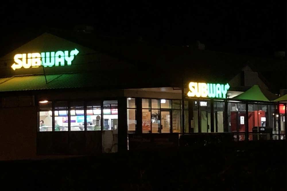 A Subway Restaurant is Lit Up at Night — Signtek Gladstone in Gladstone Central, QLD
