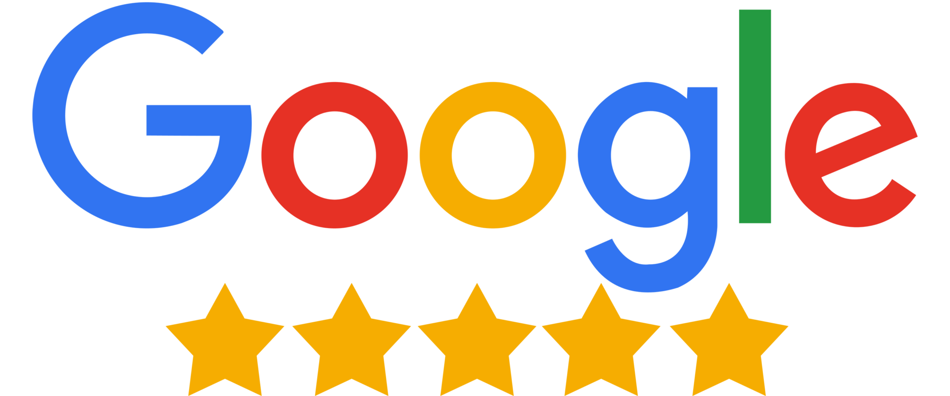 A google logo with five stars on it