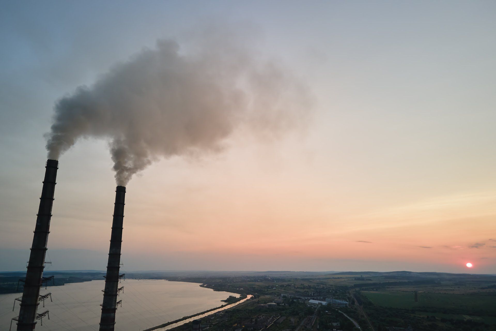 chemical plant smoke stacks