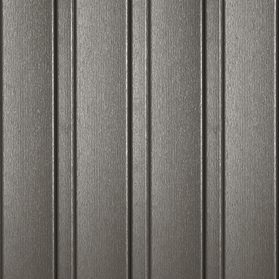 Vertical gray ribbed metal panel with evenly spaced grooves