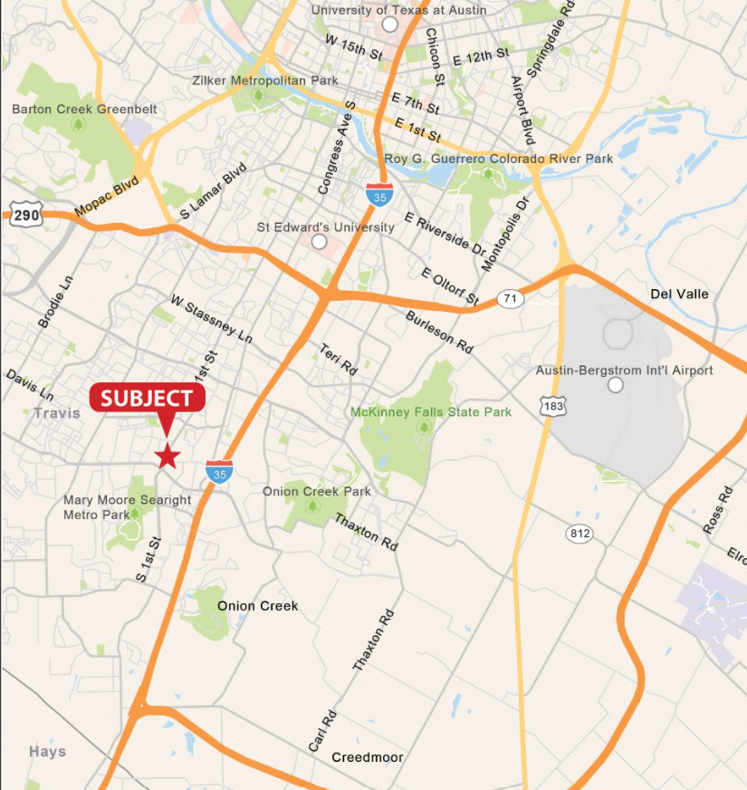 a map showing the location of a subject