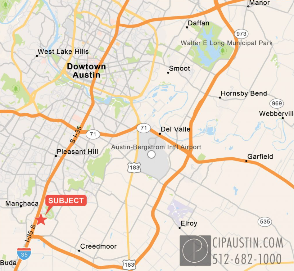 a map showing the location of downtown austin